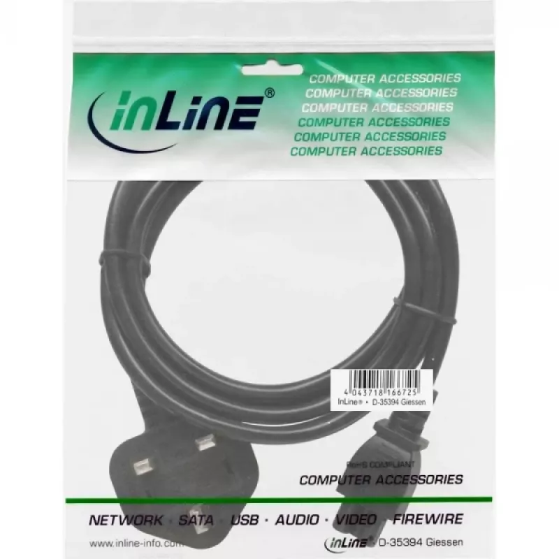 Cavo di alimentazione InLine per notebook Inghilterra connettore femmina 3 poli 2 m