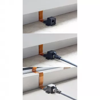 Cavo slim InLine RJ45 per passaggio finestre/porte, 2x RJ45 F/F, 1:1, non schermato, 0,3 m