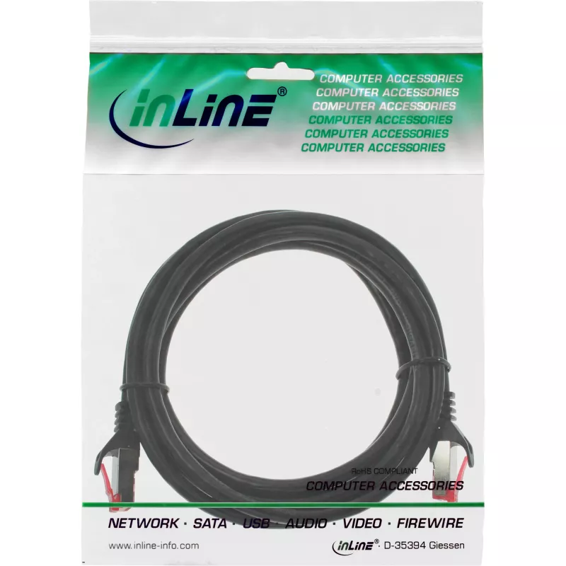 Cavo patch InLine S/FTP PiMF Cat.6 250MHz PVC rame nero 2 m