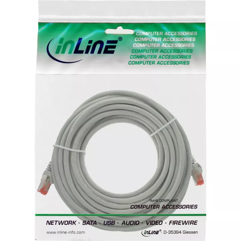Cavo patch InLine S/FTP PiMF Cat.6 250MHz PVC rame grigio 25 m
