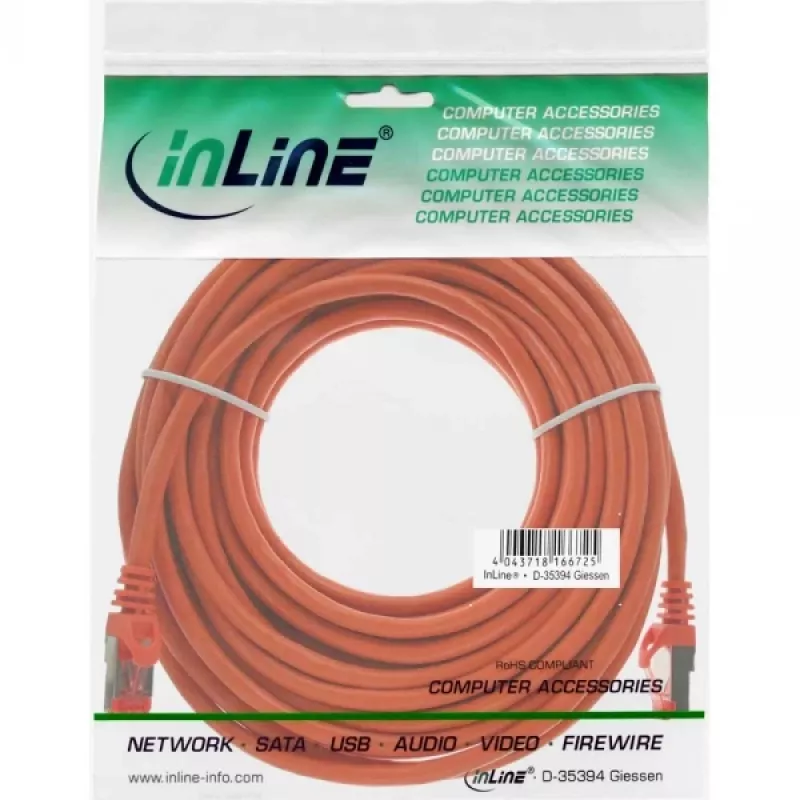 Cavo patch InLine S/FTP PiMF Cat.6 250MHz PVC rame arancione 20 m
