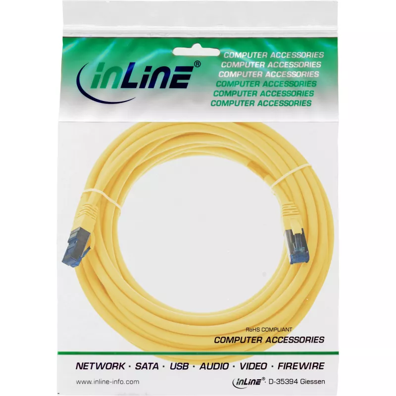 Cavo patch InLine S/FTP PiMF Cat.6A senza alogeni 500MHz giallo 15 m