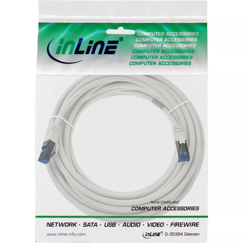 Cavo patch InLine S/FTP PiMF Cat.6A senza alogeni 500 MHz bianco 15 m