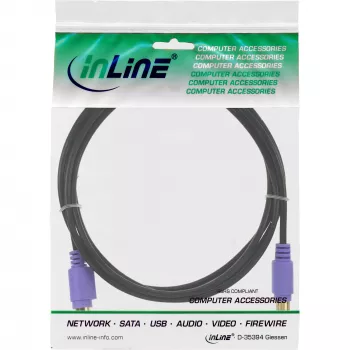 Cavo PS/2 InLine, M/F, nero/viola, contatti dorati, 2 m