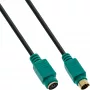 Cavo PS/2 InLine, M/F, nero/verde, contatti dorati, 2 m, nero, 2 m, PS/2, PS/2, maschio, femmina