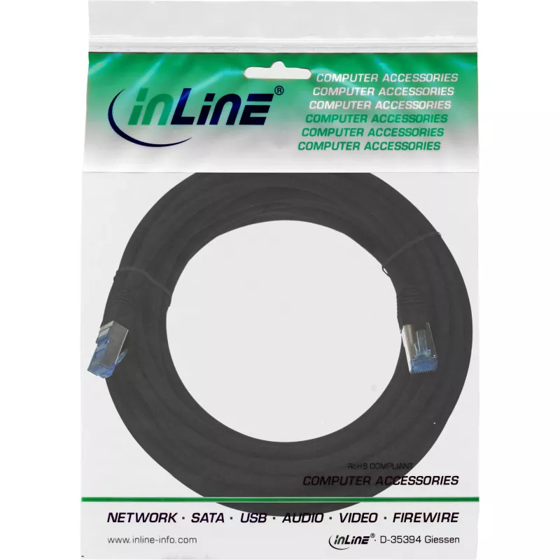 Cavo patch InLine S/FTP PiMF Cat.6A senza alogeni 500MHz nero 15 m