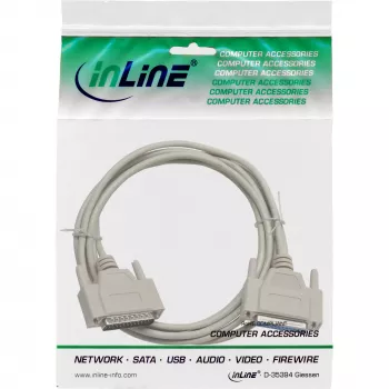 Cavo seriale InLine, stampato, DB25 maschio / femmina, diretto, grigio, 1,8 m