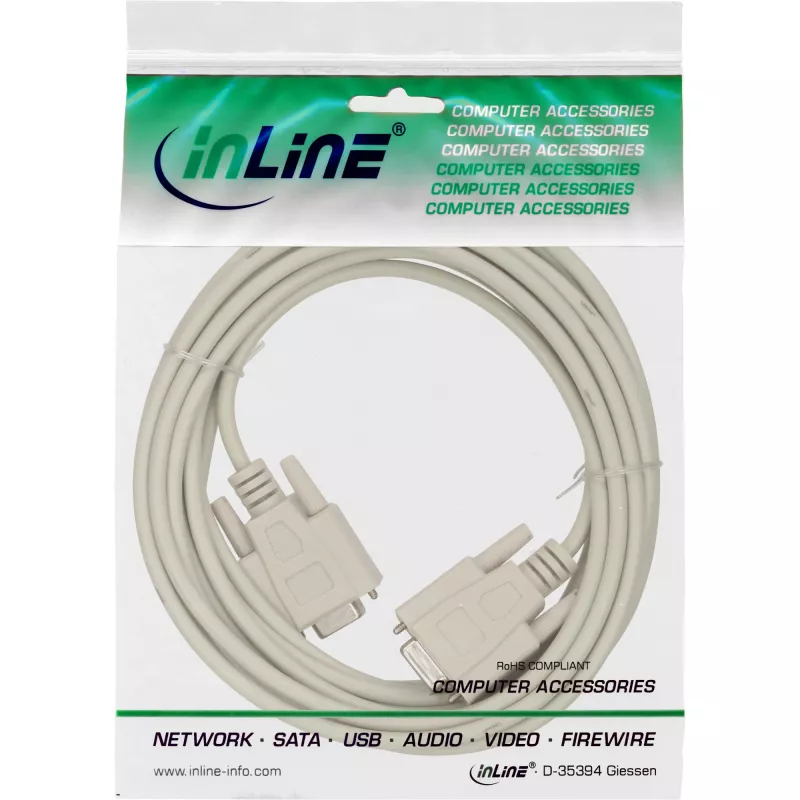 Cavo null modem InLine DB9 femmina/femmina stampato 3 m beige