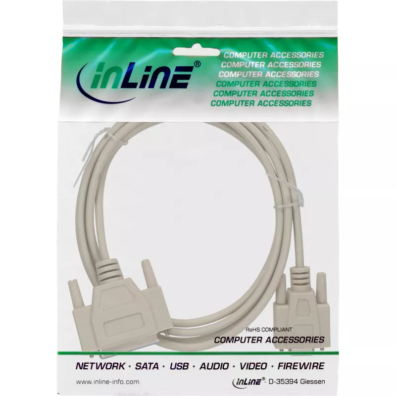Cavo null modem InLine DB9 femmina / DB25 femmina 2m beige