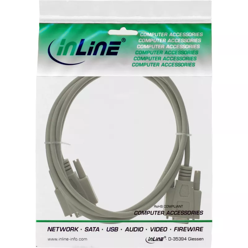 Prolunga seriale InLine, 9 poli maschio/femmina, stampata, 1:1, 10m