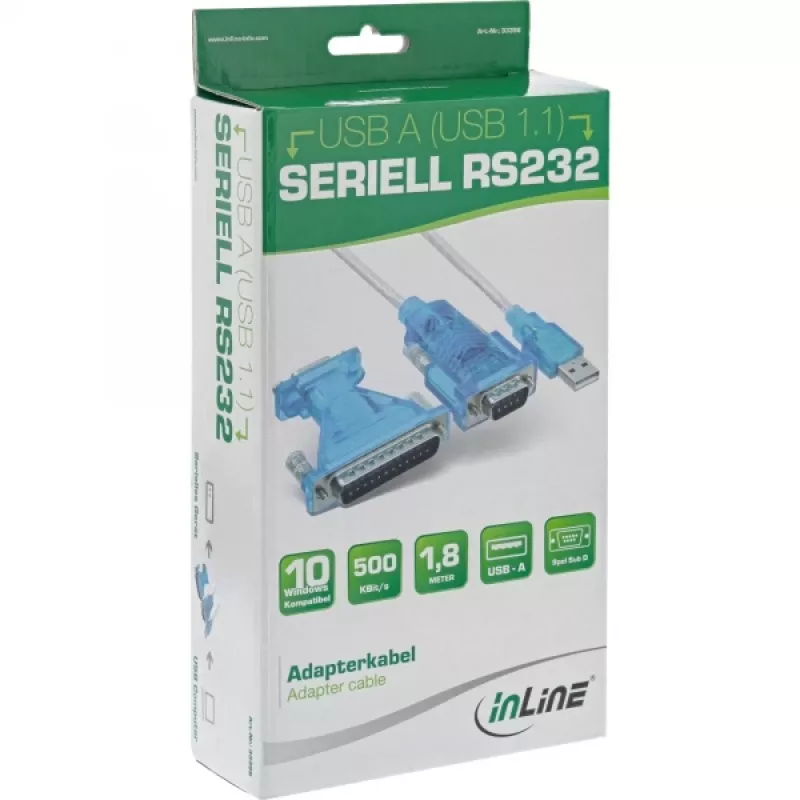 Cavo adattatore InLine USB a seriale USB Type-A maschio / DB9 maschio 1,8 m