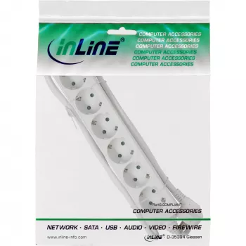 Ciabatta InLine, 6 prese Schuko CEE 7/3, bianca, 1,5 m