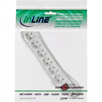 Ciabatta InLine, 6 prese Schuko CEE 7/3, bianca, 3m
