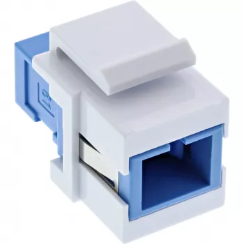 Adattatore in fibra ottica keystone snap-in InLine SC–SC simplex SM con bussola in ceramica, piatto, bianco