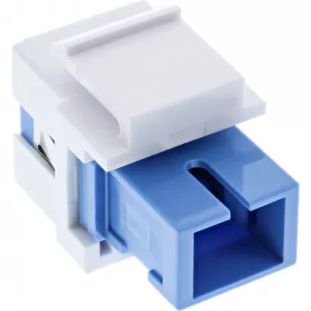 Adattatore in fibra ottica keystone snap-in InLine SC–SC simplex SM con bussola in ceramica, piatto, bianco