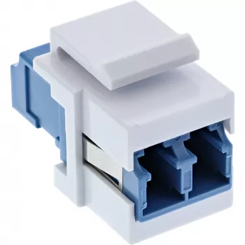 Adattatore keystone snap-in FO InLine bianco, duplex LC/LC, SM, bussola in ceramica, blu