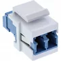 Adattatore keystone snap-in FO InLine bianco, duplex LC/LC, SM, bussola in ceramica, blu