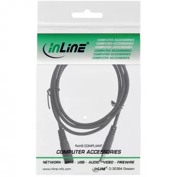 Cavo di prolunga DC InLine, connettore DC maschio/femmina 5,5x2,1 mm, AWG 18, nero 1 m