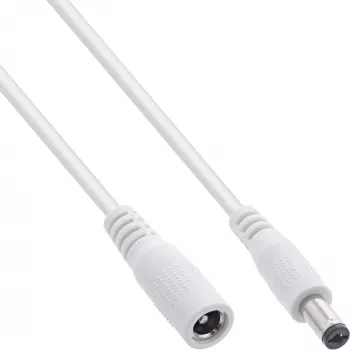 InLine cavo di prolunga DC, connettore maschio/femmina DC 5,5x2,1mm, AWG 18, bianco 5m