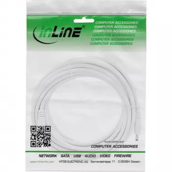 InLine cavo di prolunga DC, connettore maschio/femmina DC 5,5x2,1mm, AWG 18, bianco 5m
