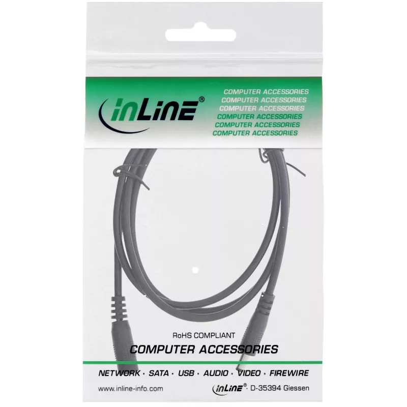 InLine cavo di prolunga DC, connettore maschio/femmina DC 4,0x1,7mm, AWG 18, nero 0,5m