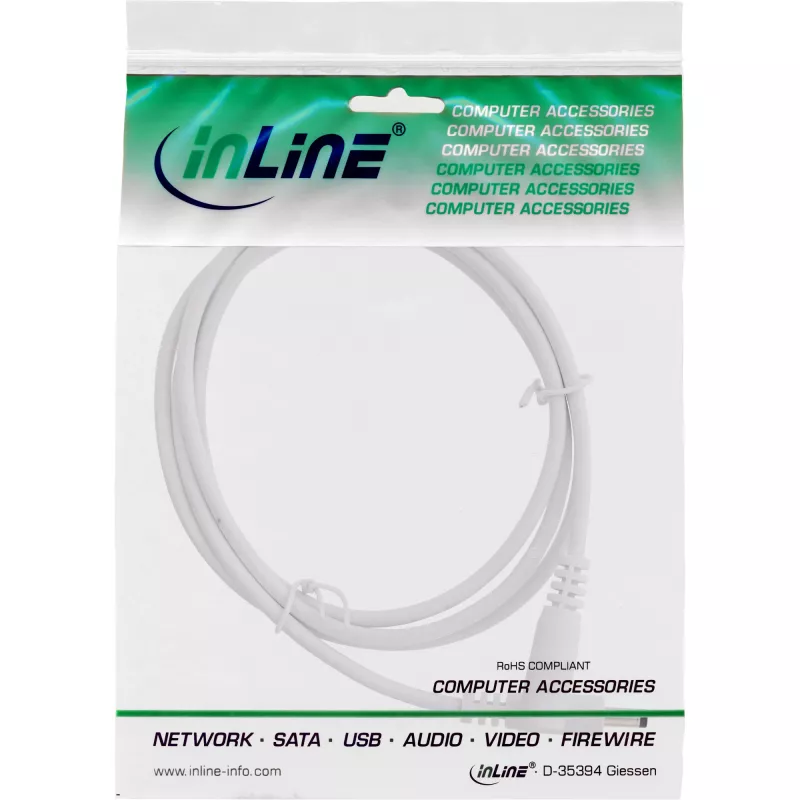 InLine cavo di prolunga DC, connettore maschio/femmina DC 4,0x1,7mm, AWG 18, bianco 2m