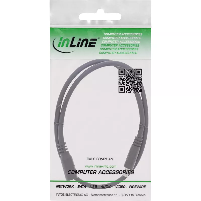 InLine cavo di prolunga DC, connettore maschio/femmina DC 5,5x2,5mm, AWG 18, nero 2m