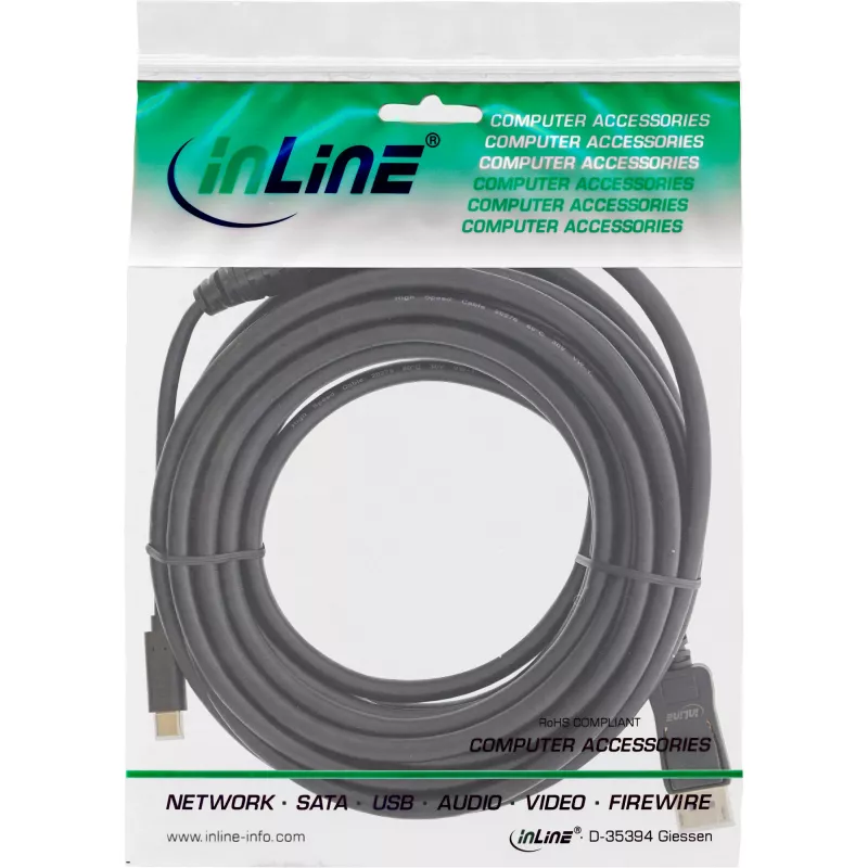 Cavo display USB InLine, connettore maschio USB-C su connettore maschio DisplayPort, 7,5 m
