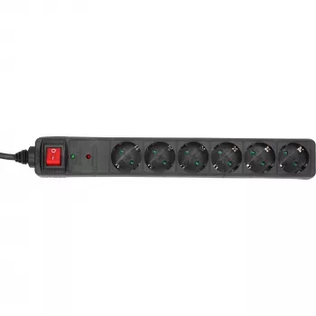 Ciabatta InLine CEE 7/3, 6 prese, protezione sovratensione, interruttore, nero