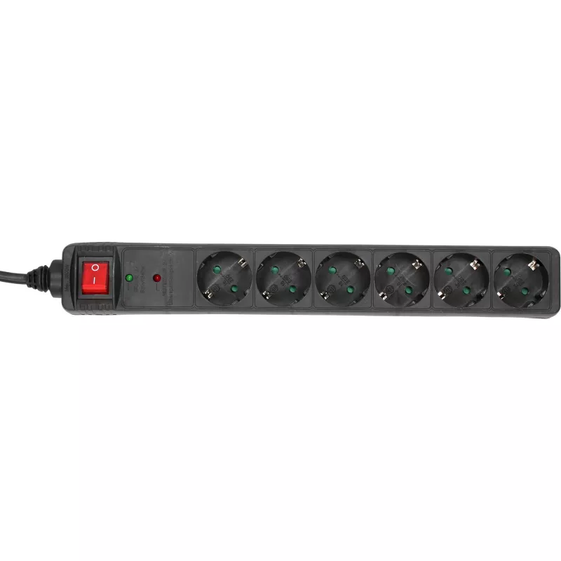 Ciabatta InLine CEE 7/3, 6 prese, protezione sovratensione, interruttore, nero