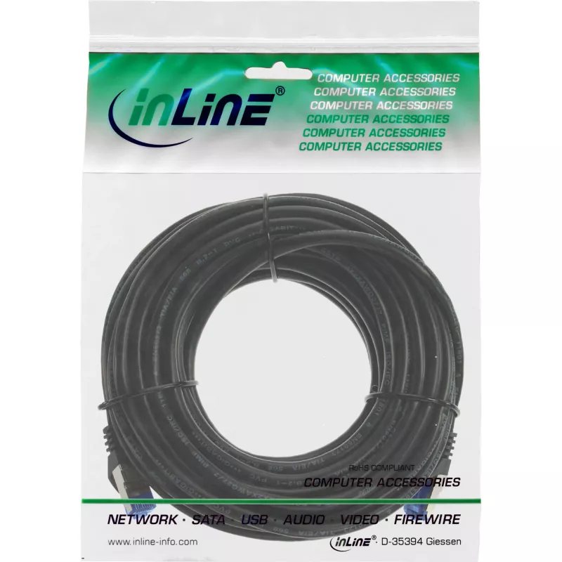 Cavo patch InLine, Cat.6A, S/FTP, PE per esterni, nero, 20 m