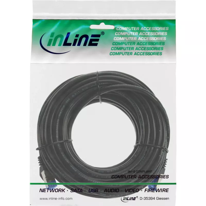 Cavo patch InLine, Cat.6A, S/FTP, PUR industriale, nero, 1m
