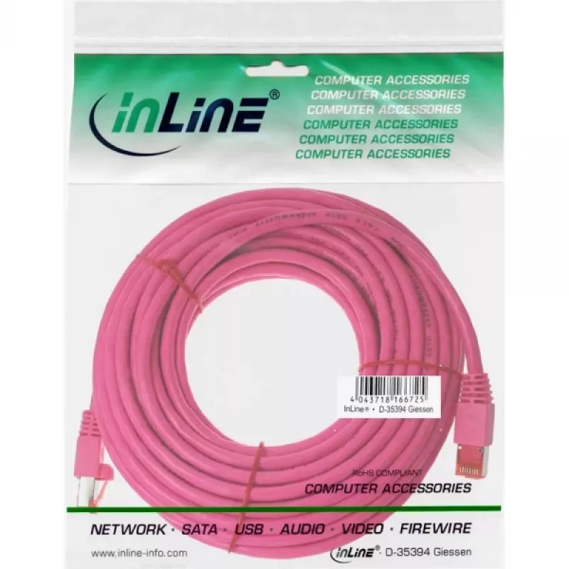 Cavo patch InLine S/FTP PiMF Cat.6 250MHz PVC rame rosa 20m