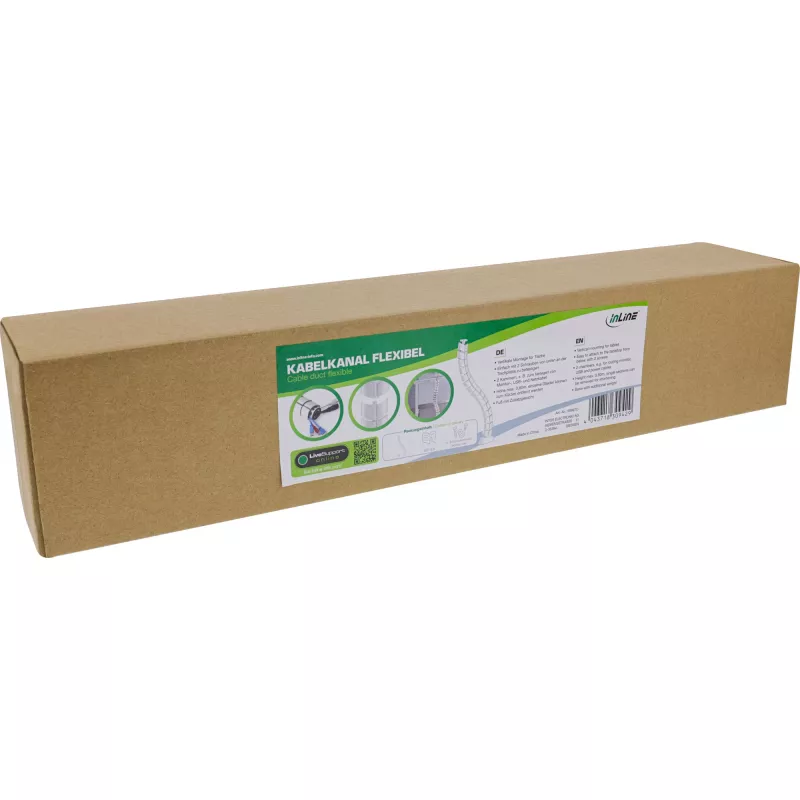 Passacavi, InLine 59997C canale verticale flessibile per scrivania, 2 scomparti, 0,80 m, bianco