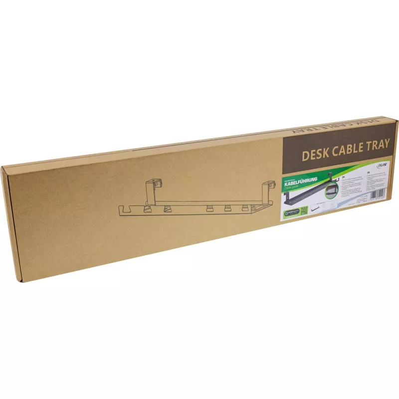 Canalina portacavi per montaggio sotto scrivania InLine 131×590×74 mm, nero
