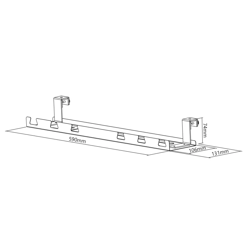 Canalina portacavi per montaggio sotto scrivania InLine 131×590×74 mm grigio