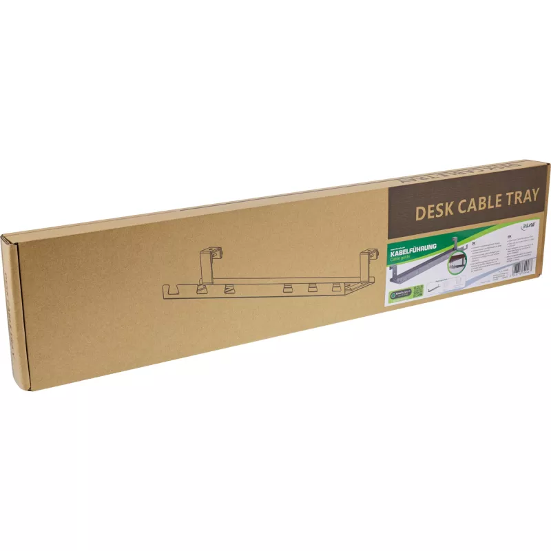 Canalina portacavi per montaggio sotto scrivania InLine 131×590×74 mm grigio