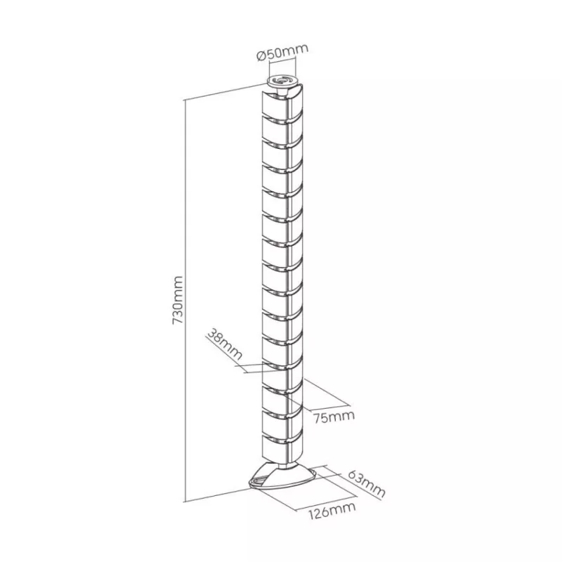 Passacavi flessibile InLine, verticale per scrivanie, 2 scomparti, 0,80 m argento