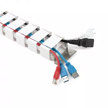 Passacavi per scrivanie regolabili in altezza InLine 4 scomparti, bianco, lunghezza 1,28 m