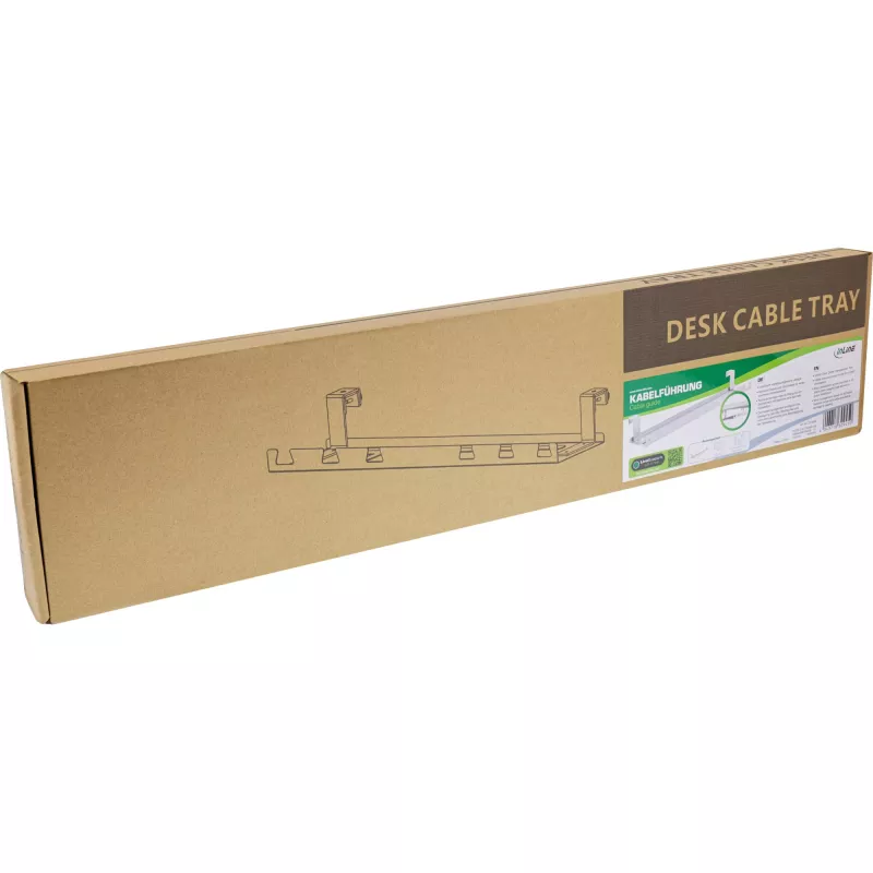 Canalina/vassoio per cavi per montaggio sotto scrivania InLine 131×590×74 mm, bianco