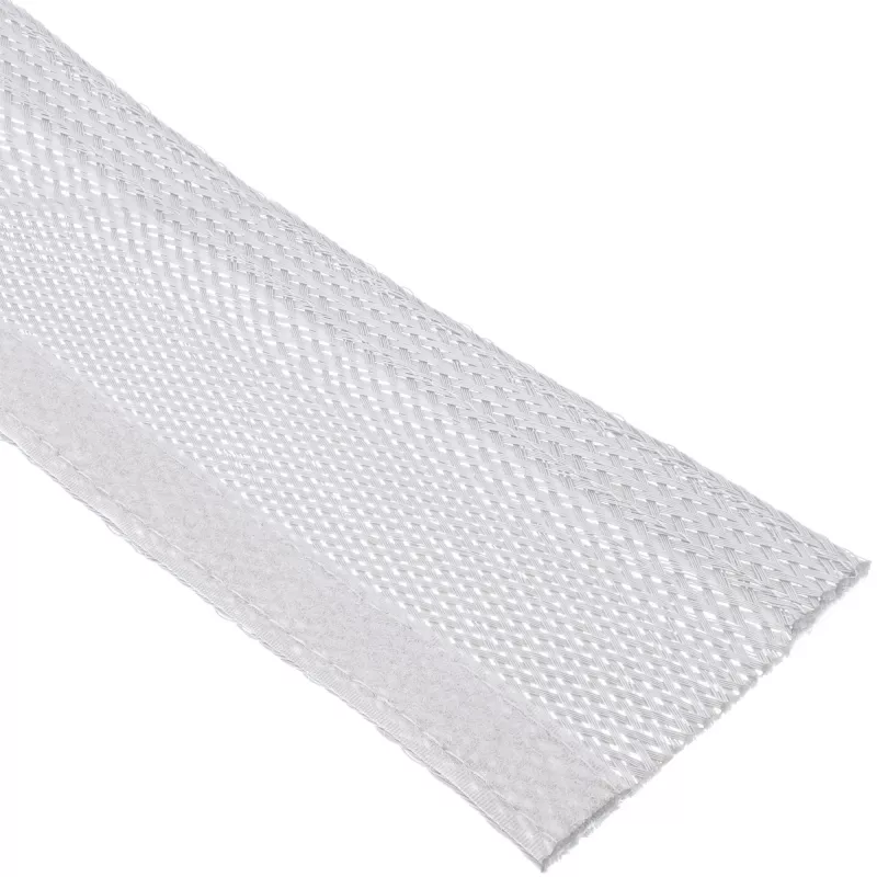 Guaina per cavi InLine 1 m × 25 mm, guaina in tessuto con chiusura a strappo, bianco