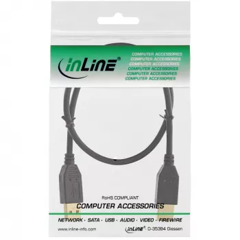 InLine cavo USB 2.0, AM/AM, nero, contatti placcati oro, 5m