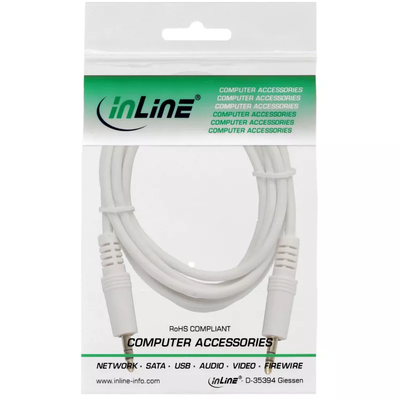 InLine cavo audio 3,5 mm jack connettore maschio / connettore maschio bianco/oro 3 m