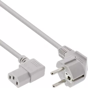 InLine cavo di alimentazione, CEE 7/7 angolare / IEC C13 a 3 poli angolare, grigio, 1,8m