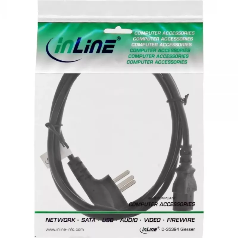 Cavo di alimentazione InLine 16652H Israele Tipo H 3 poli connettore IEC C13 1,8 m
