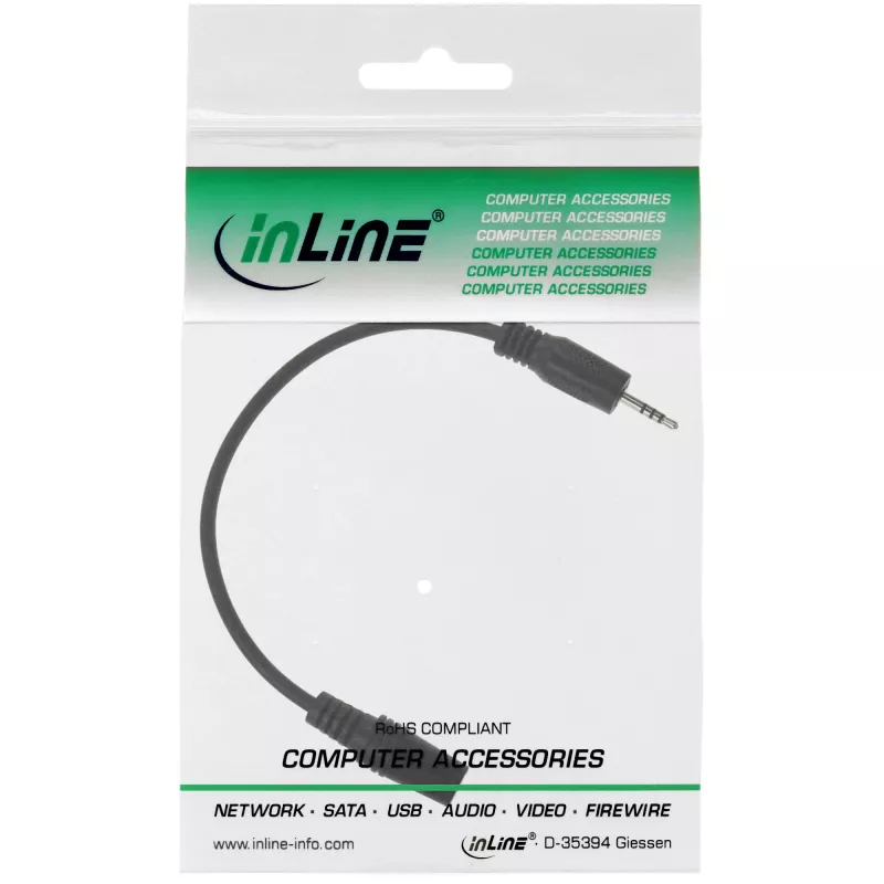 Cavo adattatore audio 4 pin connettore maschio 2,5mm / connettore femmina 4 pin 3,5mm 2m InLine 99308E