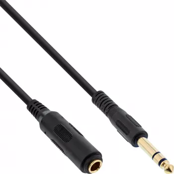 Prolunga per cuffie InLine jack 6,3mm stereo connettore maschio/femmina, placcato oro, nero, 2m