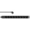 Ciabatta InLine 19 pollici, 9 prese Schuko, senza interruttore, 2 m, nero