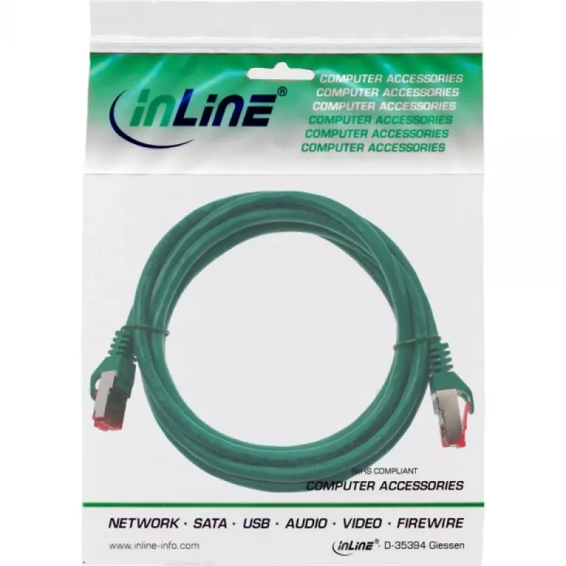 Cavo patch InLine S/FTP PiMF Cat.6 250 MHz PVC rame verde 1,5 m