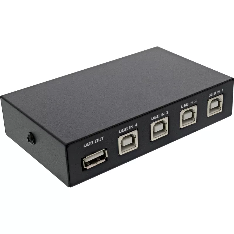 Switch USB 2.0 InLine manuale dispositivo USB-A su 4 computer con cavo